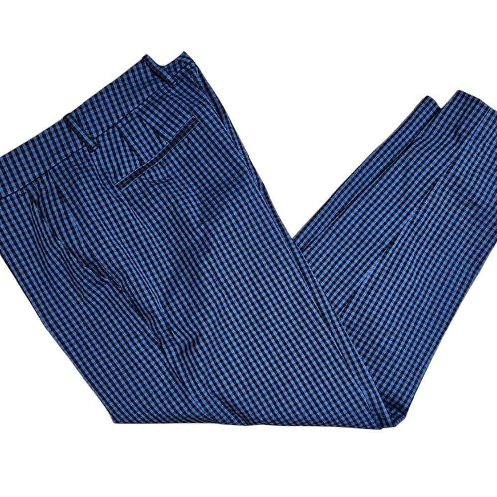 Woman's cropped mid-rise pants Blue and Black checks size 6
